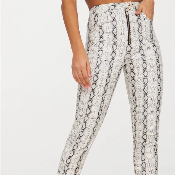 PRETTYLITTLETHING PLT Python Faux Leather Trouser - Picture 2 of 10